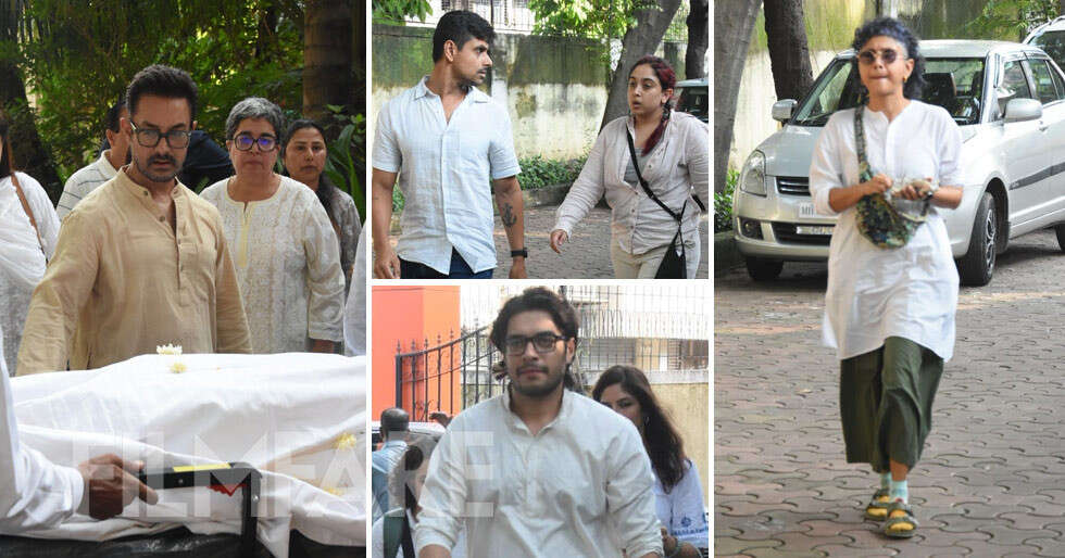 Aamir Khan, Kiran Rao, Ira Khan at Reena Dutta’s father’s funeral