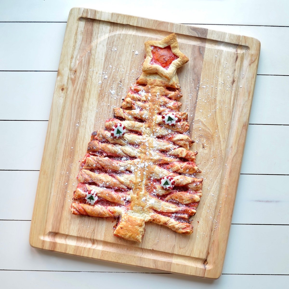 Strawberry Puff Pastry Christmas Tree