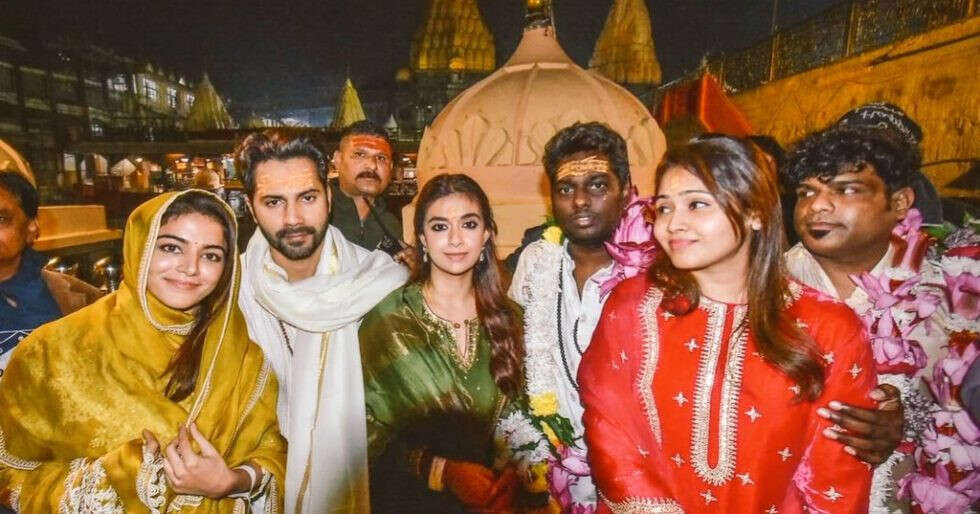 Varun, Wamiqa, Keerthy at Mahakaleshwar temple forward of Child John’s launch