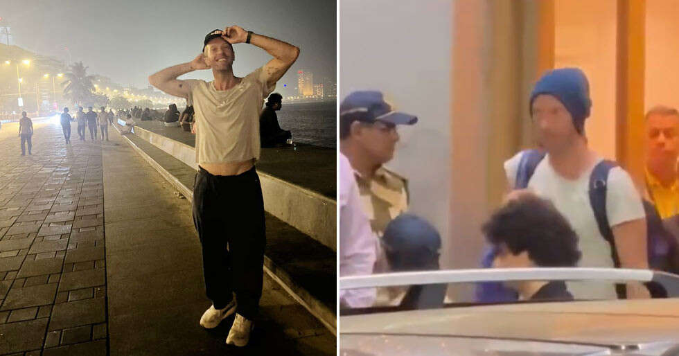 Chris Martin fortunately poses at Marine Drive forward of Coldplays live performance