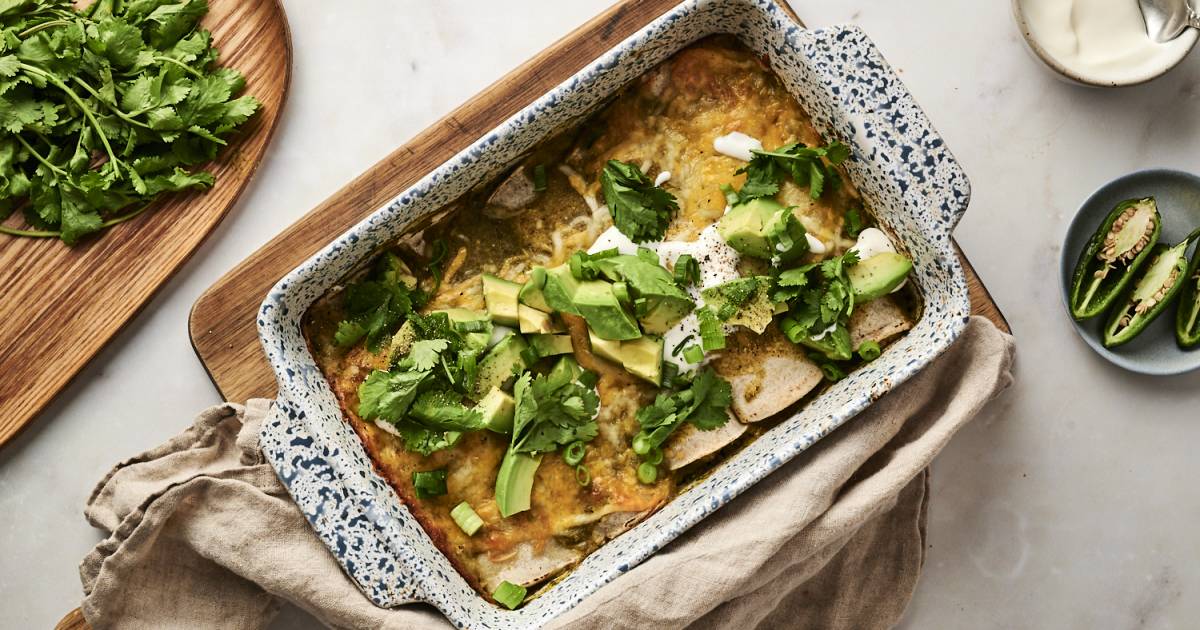 Inexperienced Hen Enchiladas (with Do-it-yourself Enchilada Sauce!)