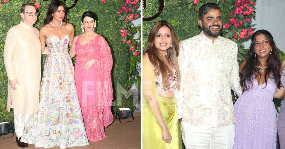 Pics: Priyanka Chopra poses together with her in-laws at Siddharths cocktail social gathering