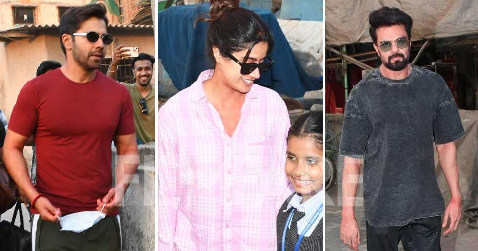 Varun Dhawan, Janhvi Kapoor and Maniesh Paul clicked at Versova jetty