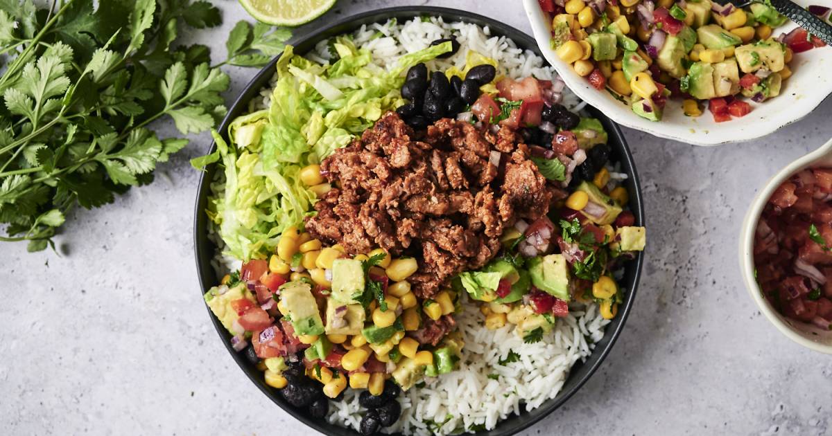 Vegan Floor Beef Burrito Bowls (with Not possible Meat)